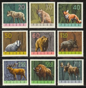 Poland Scott 1369-77 MNHOG - 1965 Native Wildlife Set - SCV $4.25