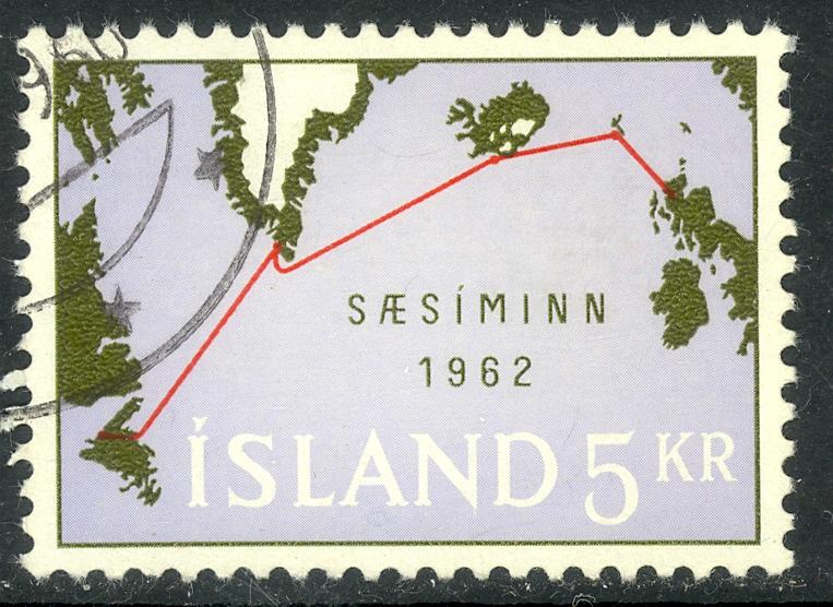 ICELAND 1962 5k Atlantic Telephone Cable Issue Sc 350 VFU