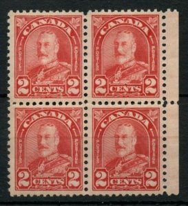 ?#165 block of 4 George V Arch 2c, as F to VF MNH  Canada mint