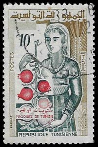 Tunisia #346 Used; 10m Woman Holding Fruit (1959)