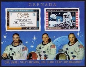 Grenada 328-336,336a sheet, MNH. Mi 319-327,Bl.1. Apollo 11, Moon landing. 1969.