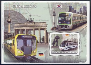 Comoro Islands - 2009 s/s of 1 Subway Trains #1016 cv $ 16.50 Lot # 24