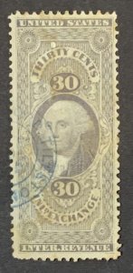 USA REVENUE STAMP 1862-71 30 CENTS  INLAND EXCHANGE. SCOTT #R52c