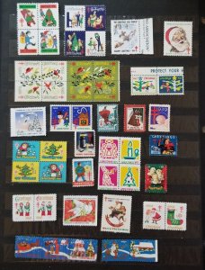 US CHRISTMAS SEAL 49 Different Holiday Stamp Lot MNH OG Mint Unused  T6751