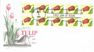 1991 FDC, #2527a, 29c Tulip, Artmaster, booklet pane