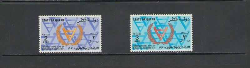 QATAR: Sc. 591-92 /** INT  YEAR OF THE DISABLED **/ Complete Set / MNH-CV:$12+