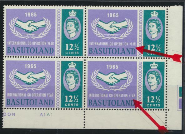 Basutoland  SG 100  SC#103  MNH  ICY 1965  Control A|A I  Block of 4 variety ...