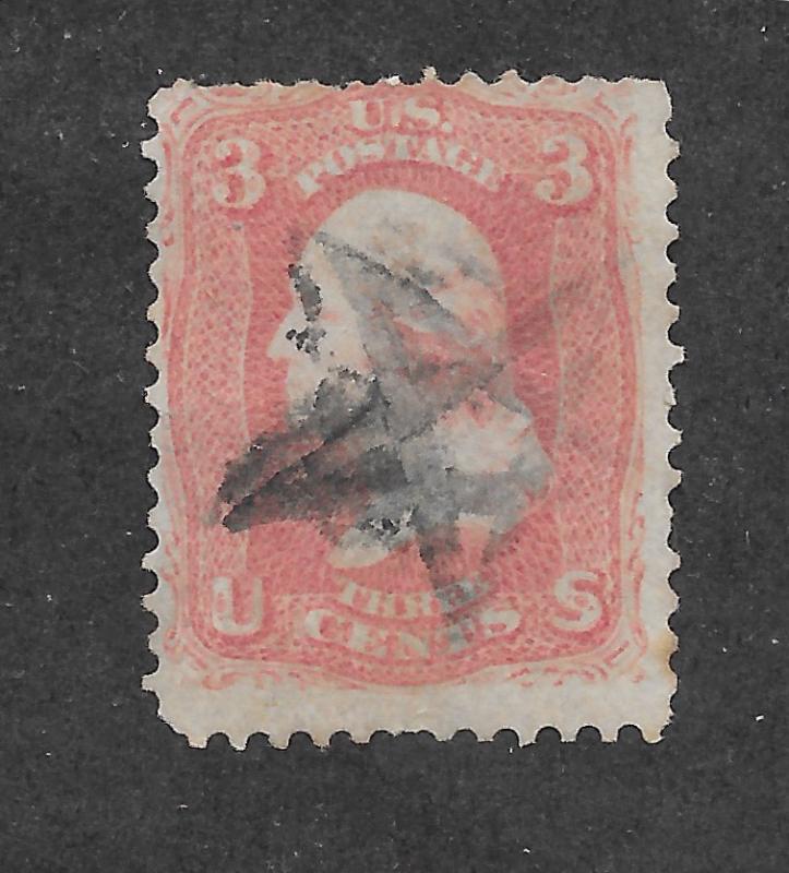 65 Used, 3c. Washington, Rose, Star Cancel, Free Shipping