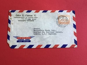 Ecuador Air Mail to London Vintage Stamp Cover R45496