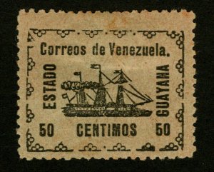 DS-1046 VENEZEULA GUYANA 1903 REVOLUIONARY STEAMSHIP BANRIGH SCOTT #4 50c MH $30