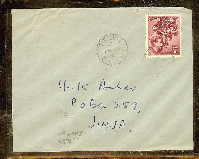 SEYCHELLES (P2603B) A/M COVER WITH POSTAL FISCALS TO KENYA