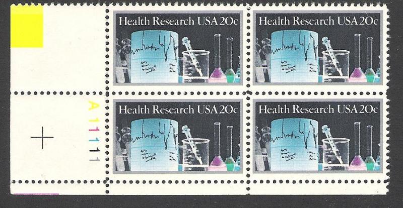US Plate Block #2087, Health Research, MNH*-