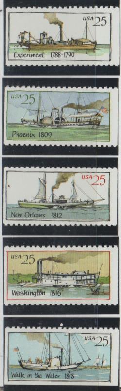 #2405-09, Set-5 Singles. Steamboats MNH, '.25'