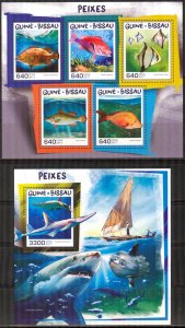 Guinea Bissau 2017 Marine Life Fishes II sheet + S/S MNH