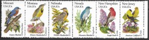 US #1977A-82A. MNH row of 6.  State Birds and Flowers.