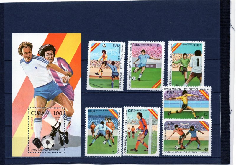 CUBA 1982 WORLD CUP SOCCER CHAMPIONSHIPS SPAIN SET OF 7 STAMPS & S/S MNH