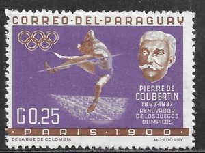 Paraguay 737: 25c Pierre de Coubertin (1863-1938), High jump, MH, VF