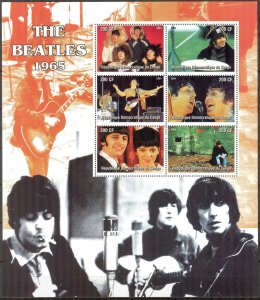 Congo 2004 Music Rock Band  The Beatles  1965 Sheet of 6 MNH Private