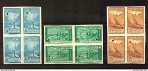 RRR Uruguay 1947 Cervantes Quixote Waterlow error unissued block of 4 horse bird