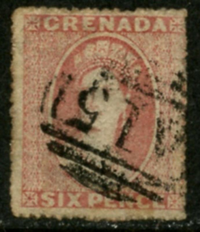 GRENADA Sc#4 SG#6 1863 6p rose Watermarked Small Star Used