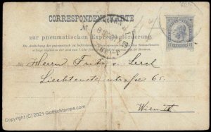 Austria Empire Rohrpost Pneumatic Mail Postal Stationary Card G62222