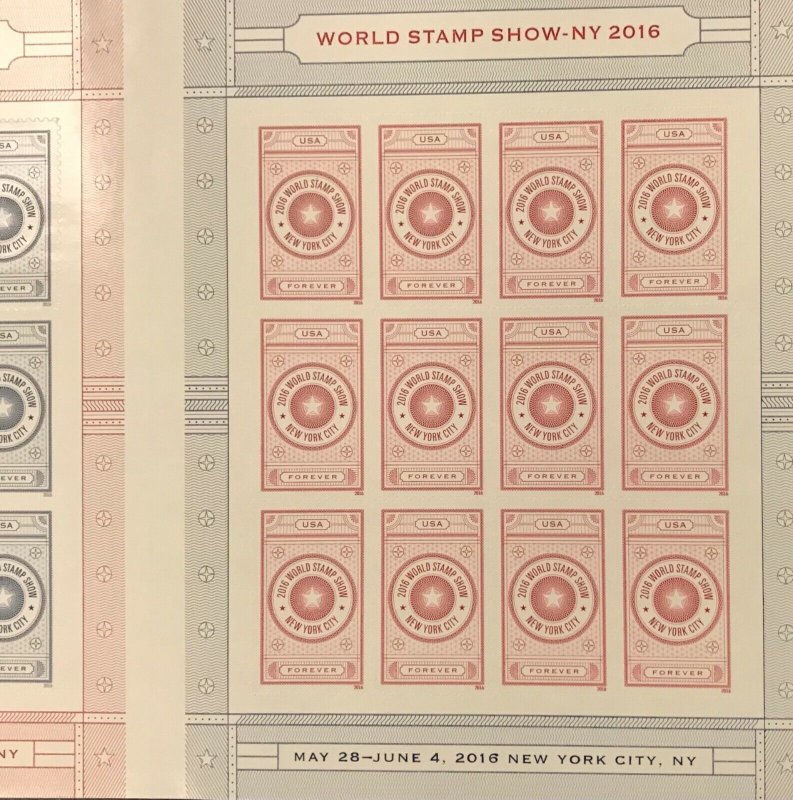  5062-5063  World Stamp Show 2016  MNH Forever sheet of 24.  FV $13.20   In 2016