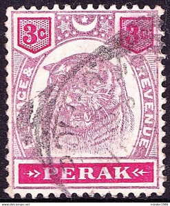 MALAYA PERAK 1895 3c Dull Purple & Carmine SG68 FU