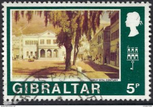 GIBRALTAR 1971 QEII 5p Multicoloured, Landscapes & Buildings SG269 Used