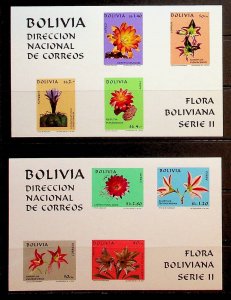 BOLIVIA Sc 537a-b NH 2 SOUVENIR SHEETS OF 1971 - FLOWERS