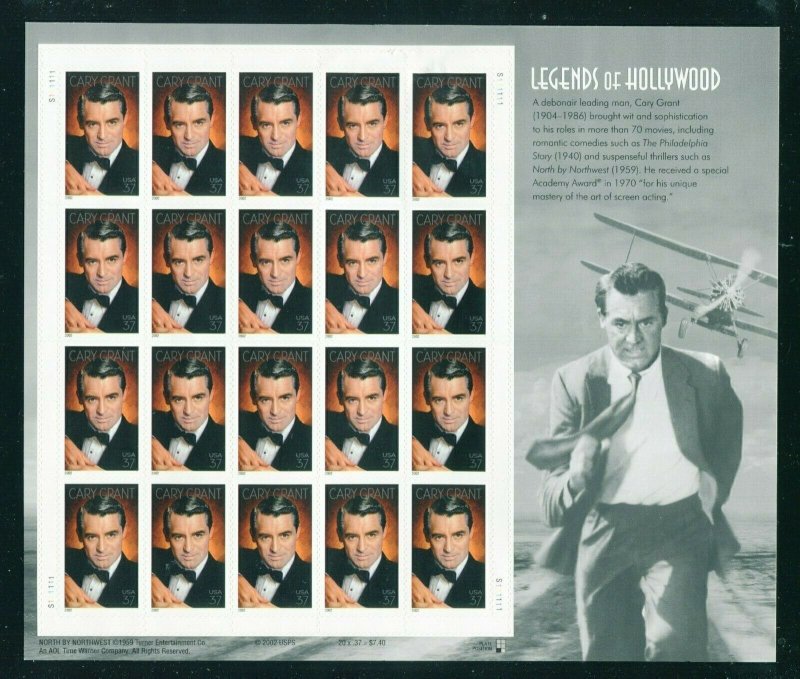 3692 Cary Grant Stamp Sheet of 20 37¢ Stamps MNH