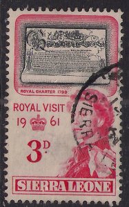 Sierra Leone 1961 QE2 3d Royal Visit & Charter used  SG 236 ( 1279 )