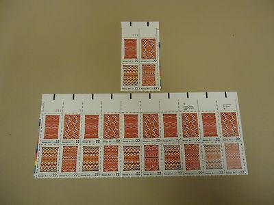 USPS Scott 2237 22c Navajo Art Plate Block Lot of 2 24 St...