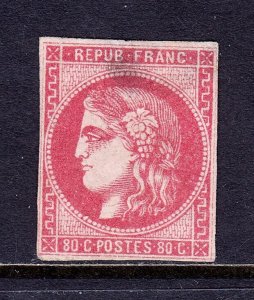 FRANCE — SCOTT 48 — 1870 80c ROSE ON PINKISH CERES — MNG — SCV $325