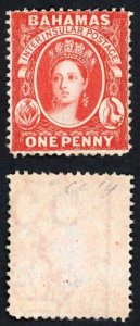 Bahamas SG33x 1d Scarlet-vermilion Wmk Crown CC Reversed M/M