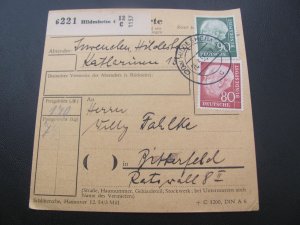 GERMANY 1955 USED HEUSS HIGH FACE VALUE RECEIPT ON PACKAGE (155)