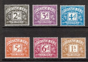 GREAT BRITAIN 1968-69 2d-1/- Postage Dues; Scott J68-73, SG D69-74; MNH