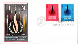 United Nations FDC 1968 -  Jackson/Chikering Cachet - New York - Pair - F71457