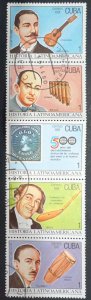 CUBA Sc# 3360a (3356-3360) LATIN AMERICAN HISTORY-INSTRUMENTS 1991 5x1c used cto