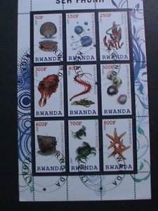 ​RWANDA-2009- WORLD FAMOUS MARINE SEA FAUNA CTO SHEET-VF-WE SHIP TO WORLD WIDE