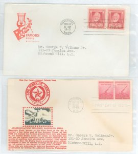 US 865/900 FDCs, top 865 horiz. pair 1948, lower 900 horiz. pair, photo cachet 1940