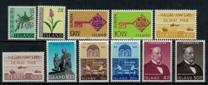 Iceland #393-403* NH  CV $10.10  1968 issues