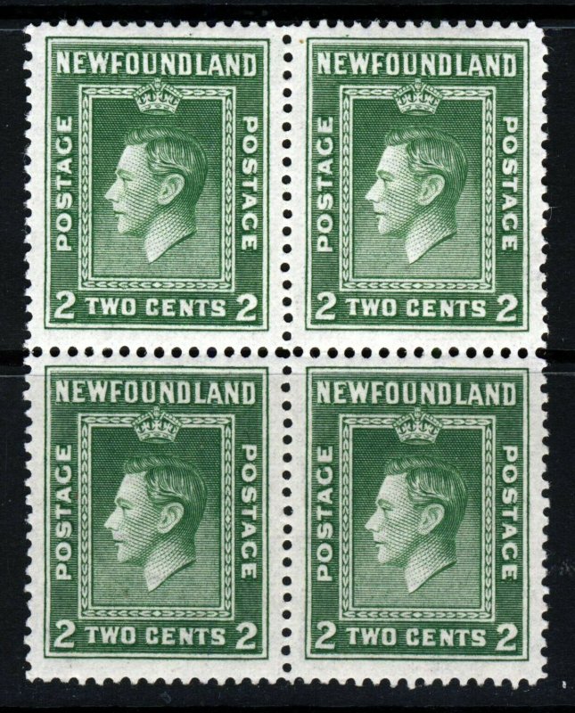 NEWFOUNDLAND CANADA KG VI 1941 2c. Green Line Perf 12½ BLOCK OF FOUR SG 277 MNH