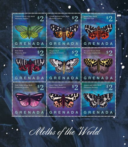 Grenada - Moths of the World Stamp- Sheet of 9 MNH