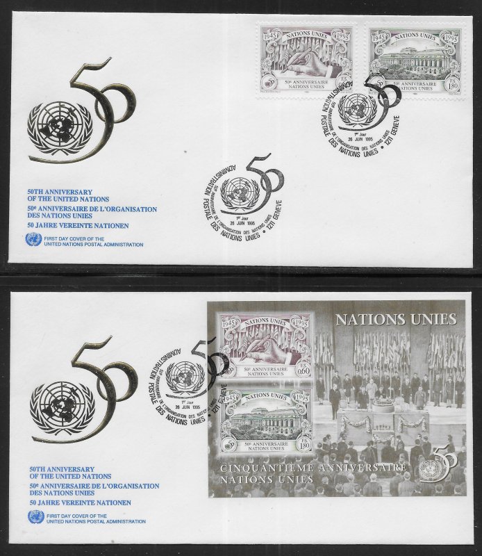 UN Geneva 270-272 50th UN Geneva Cachet FDC First Day Cover