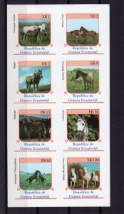 Equatorial Guinea 1976 Horses Sheetlet (8) Imperforated  MNH VF