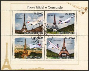 Sao Tome and Principe 2010 Tower Eiffel Aviation Concorde Sheet Used / CTO