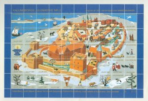 Denmark. 1987. Christmas Sheet.  Kalundborg In The Old Days. Dog, Cat, Birds.