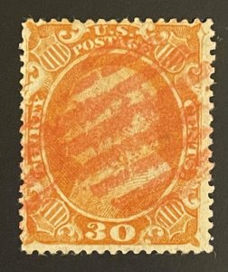 Tangstamp: US Stamp #38 Franklin Red Grid Cancel Clean PF Cert CV $500