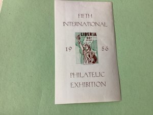 Liberia 1956 New York Int Philatelic  Exhibition  MM imperf Stained stamp A4556