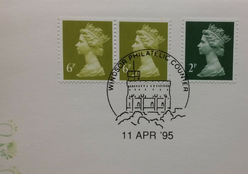 GB 2p Machin Definitive 1995 SGY1668 2B Enschedé Green Cylinder FDC Windsor SHS